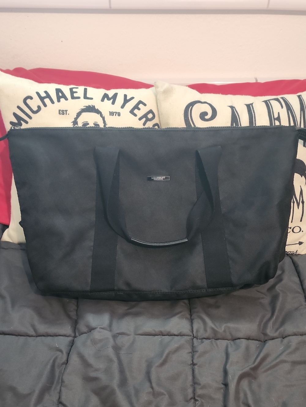 Authentic Burberry Black Canvas Diaper Bag Duffel Bag